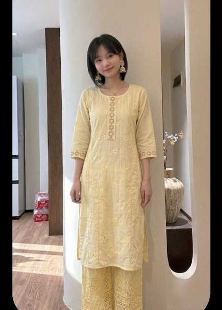 Chic Yellow Embroidered Kurta Set