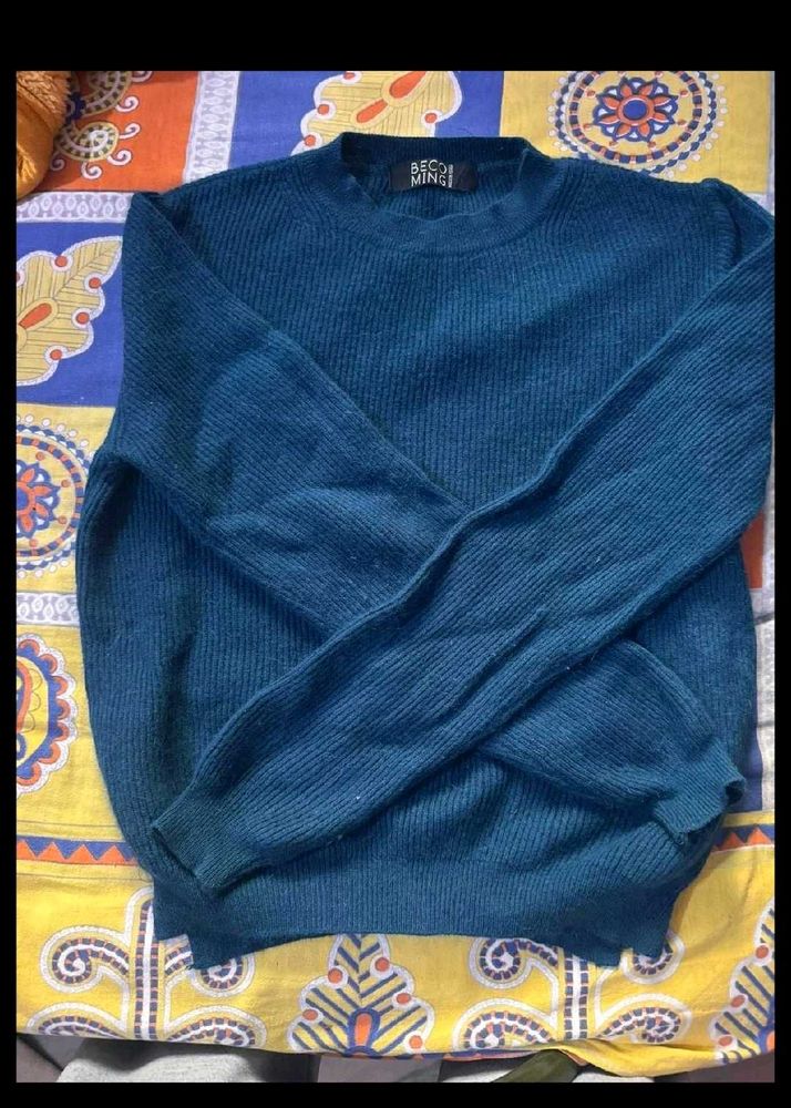 Teal Ribbed Knit Sweater