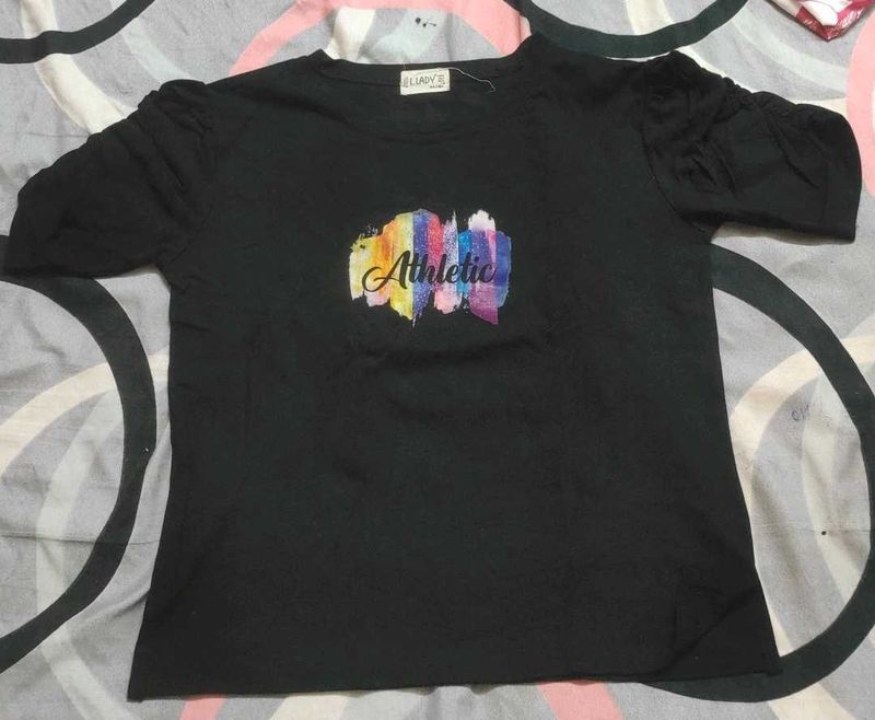 Black "Athletic" Graphic T-Shirt