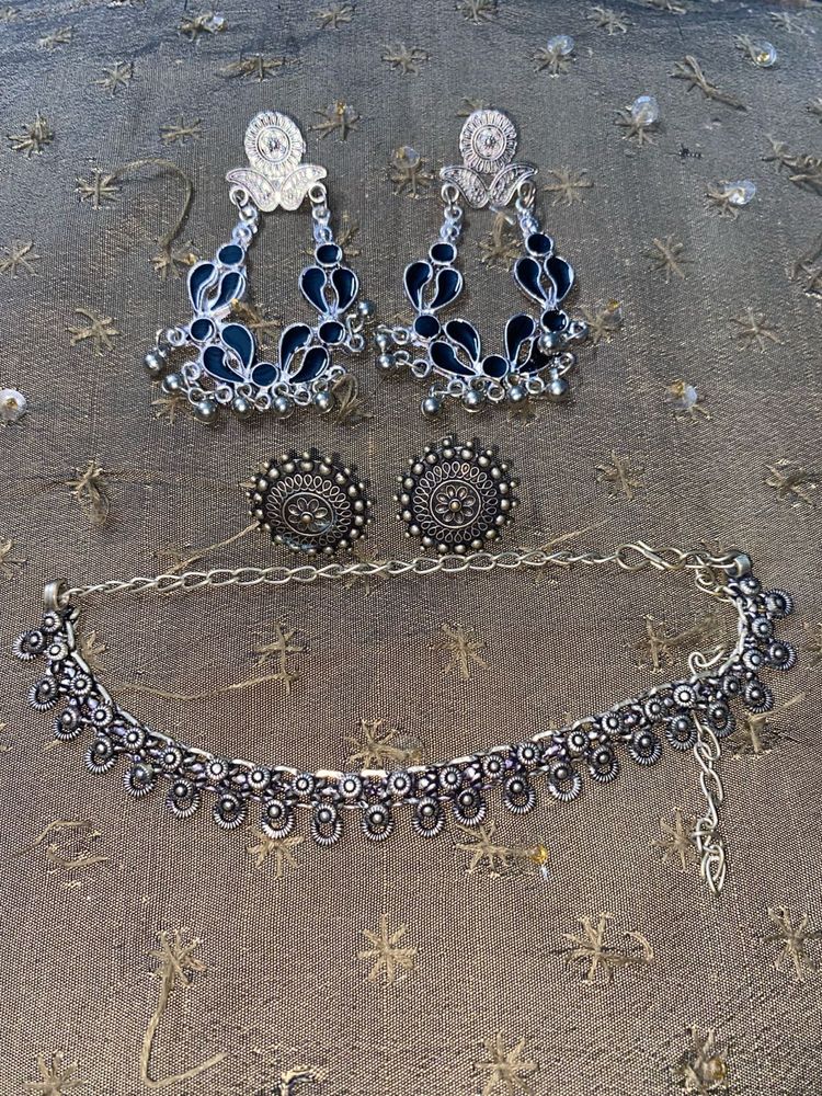 Oxidized Silver Ethnic Jewellery Set