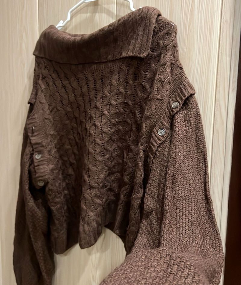 Brown Cable Knit Sweater