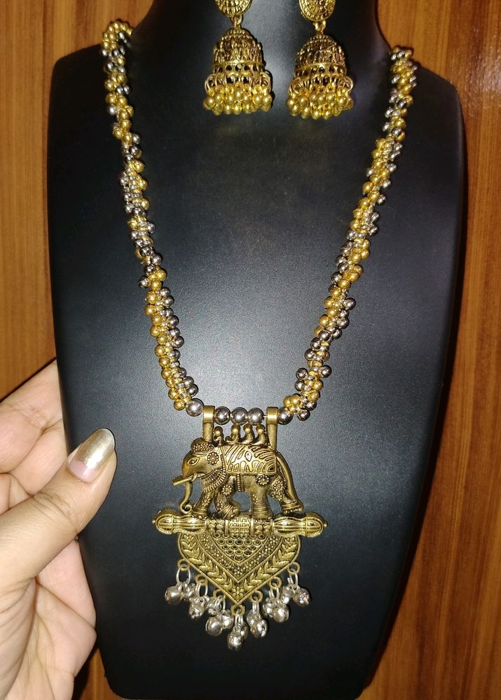 Silver And Golden Jewellery Set