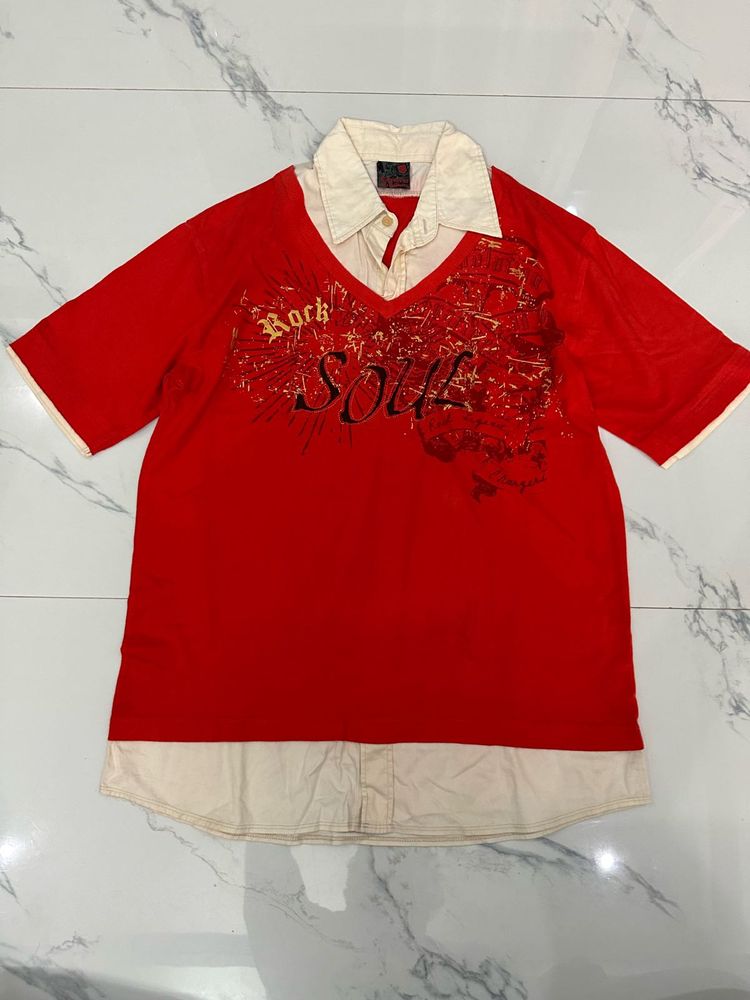 Men's Red "Rock Soul" Graphic T-Shirt