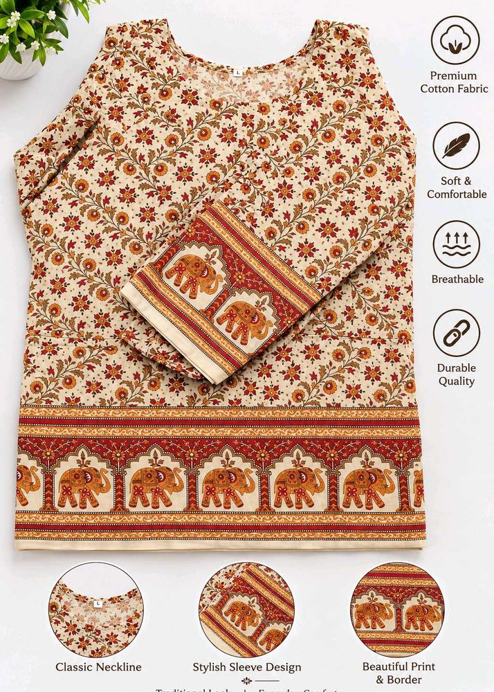Elegant Elephant Print Kurta Set