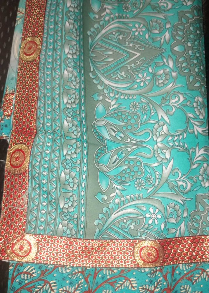 Beautiful Teal Floral Saree