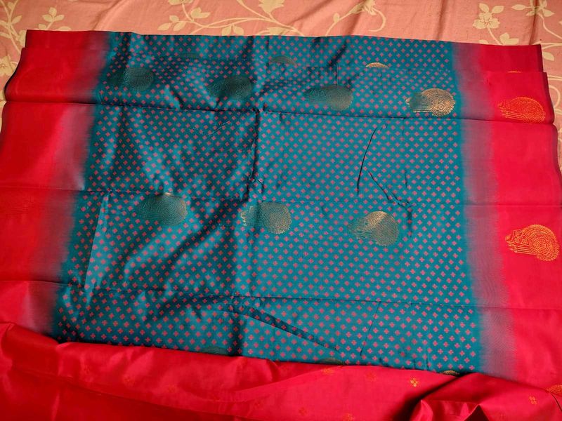 Elegant Blue and Pink Kanjeevaram Semi Silk Saree