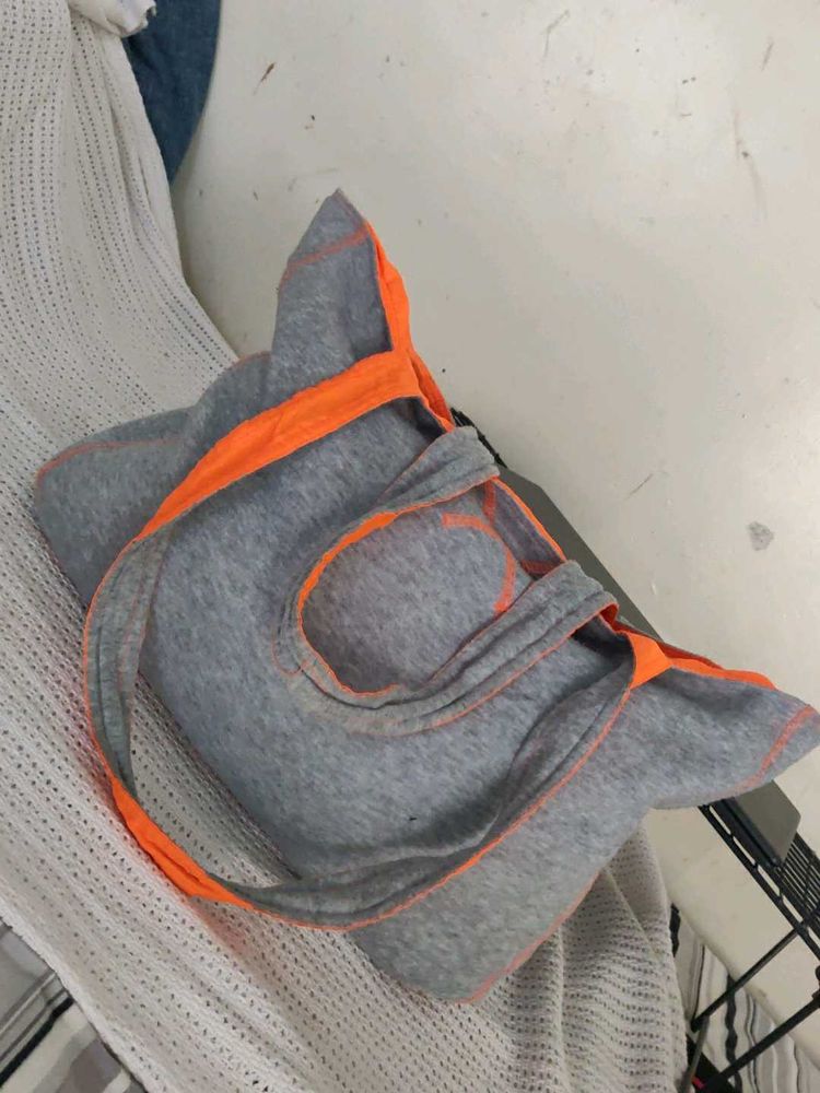Gray Tote Bag with Orange Trim