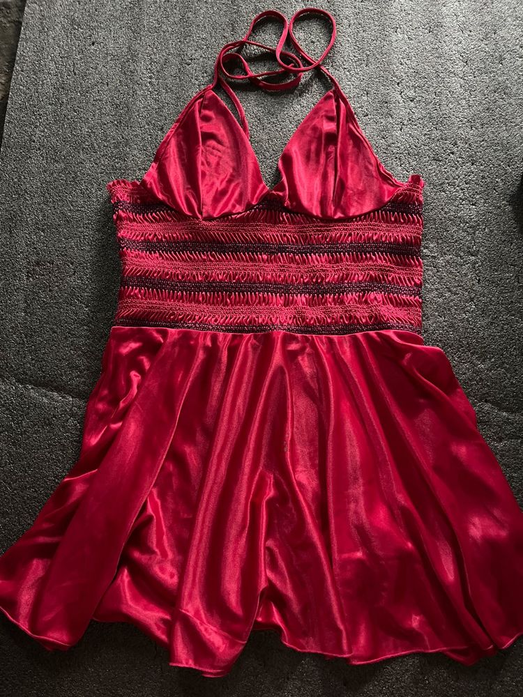 Satin Halterneck Mini nighty dress