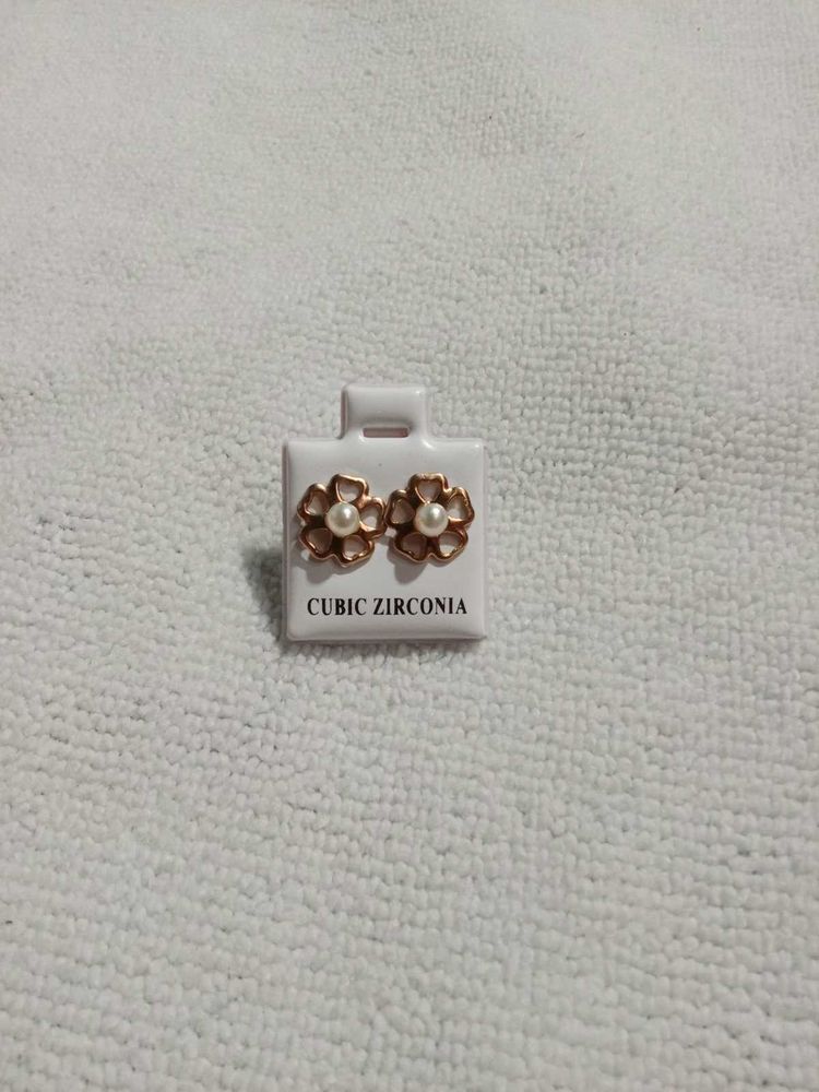 Floral Cubic Zirconia Pearl Earrings