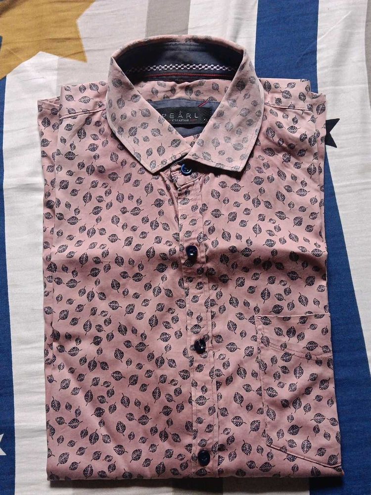 Pearl Men's Pink Leaf Print Shirt