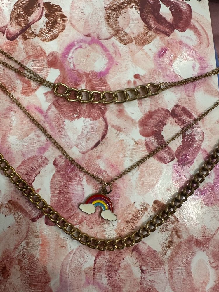 Layered Rainbow Charm Necklace