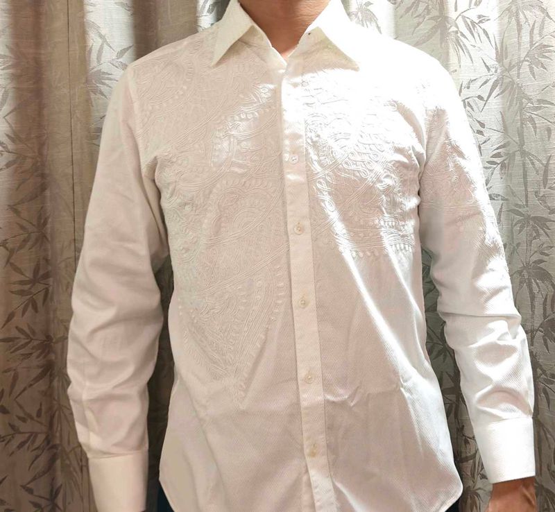 Gabbana Men's White Textured Shirt