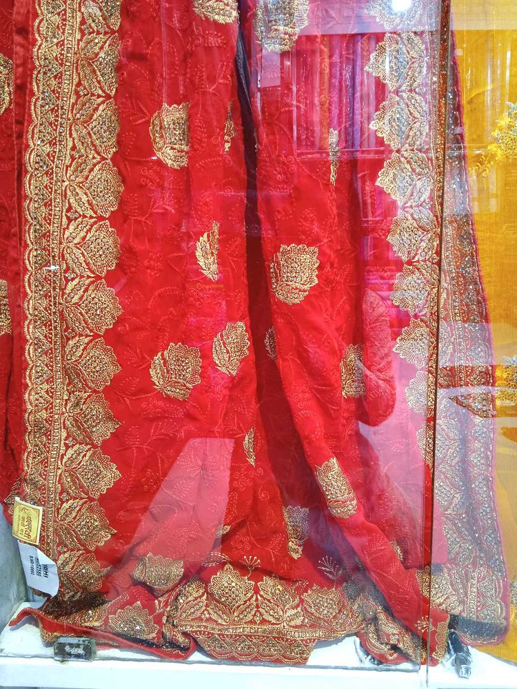 Red Embroidered Saree