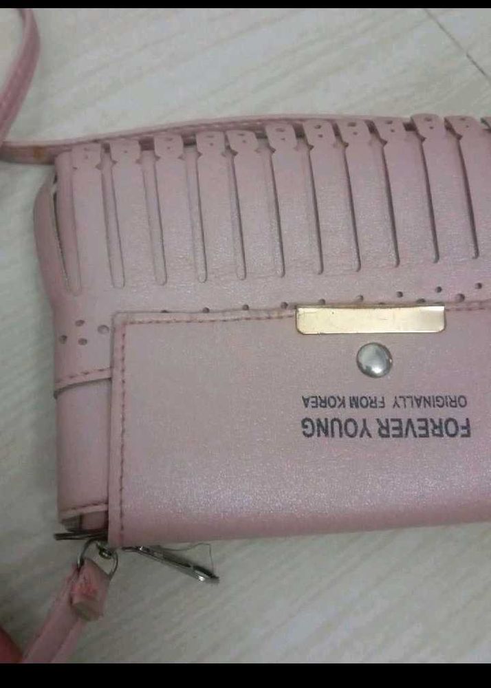 Combo Of Grey Small  Batua &amp; Pink Side Siling  Bag