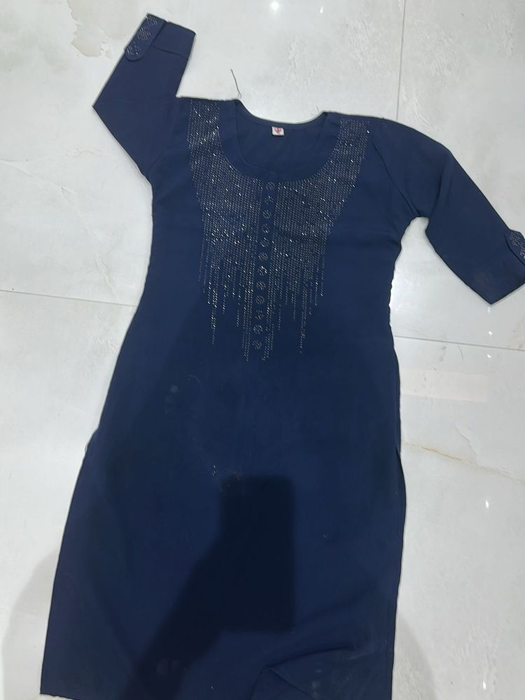 Elegant Embellished Navy Blue Kurta
