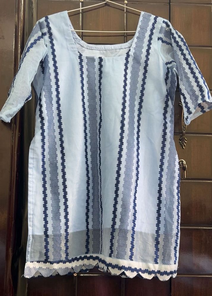 Light Blue Striped Kurta