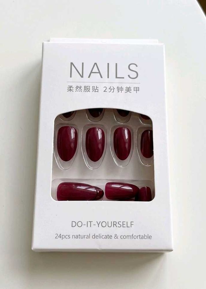 reusable Press-On Nails Burgundy