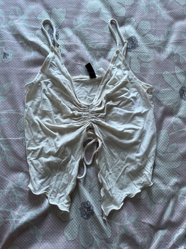 Ruched Tie Front Cami Top