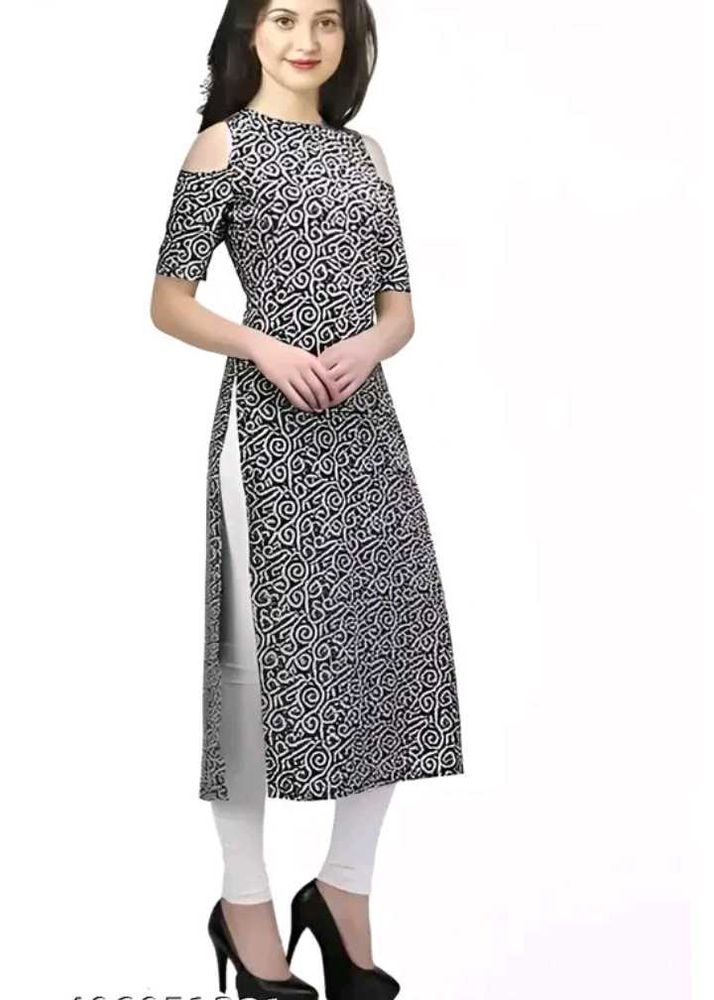 Stylish Cold Shoulder Kurta with Black &amp; White Pri