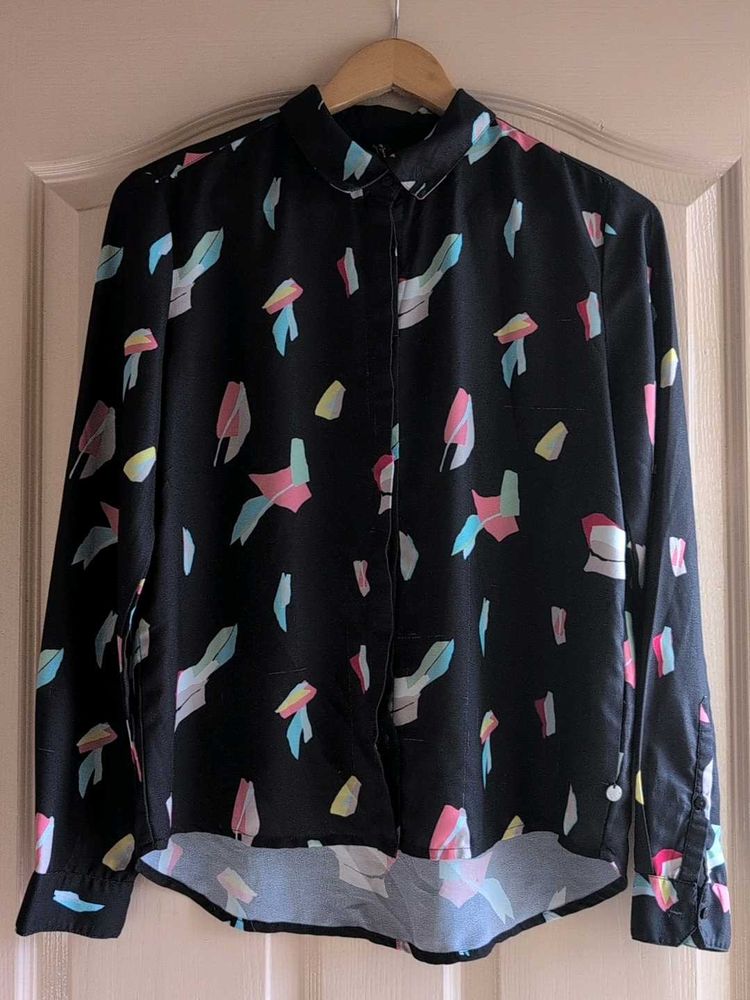 Pepe Jeans Abstract Print Button-Up Blouse