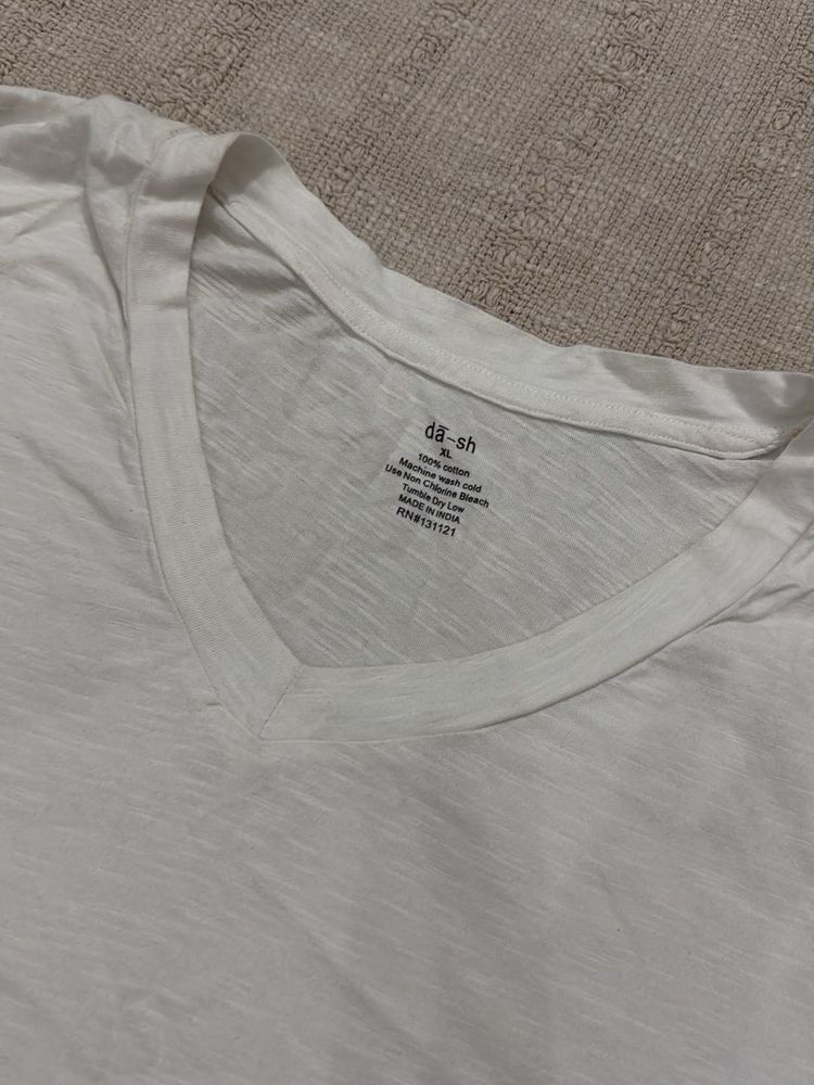 Basic White V-Neck Tee with tie knot