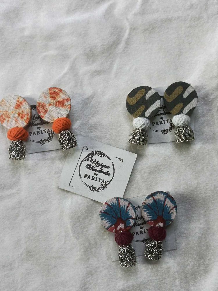 Handmade Fabric Earrings (combo of 3)