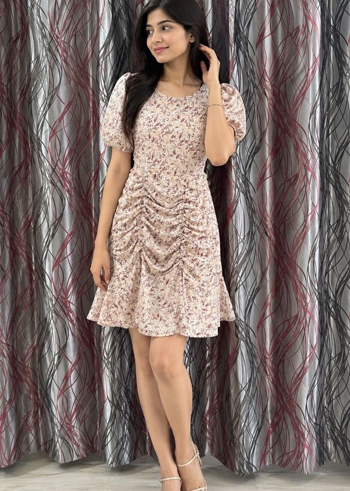 Floral Ruched Mini Dress