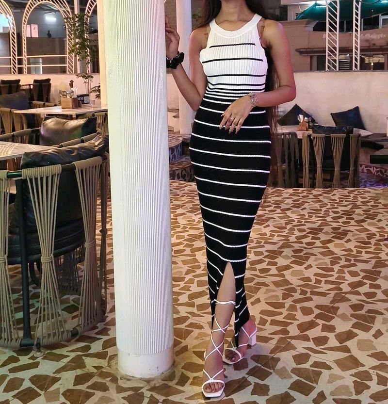 Striped Knit Maxi Dress