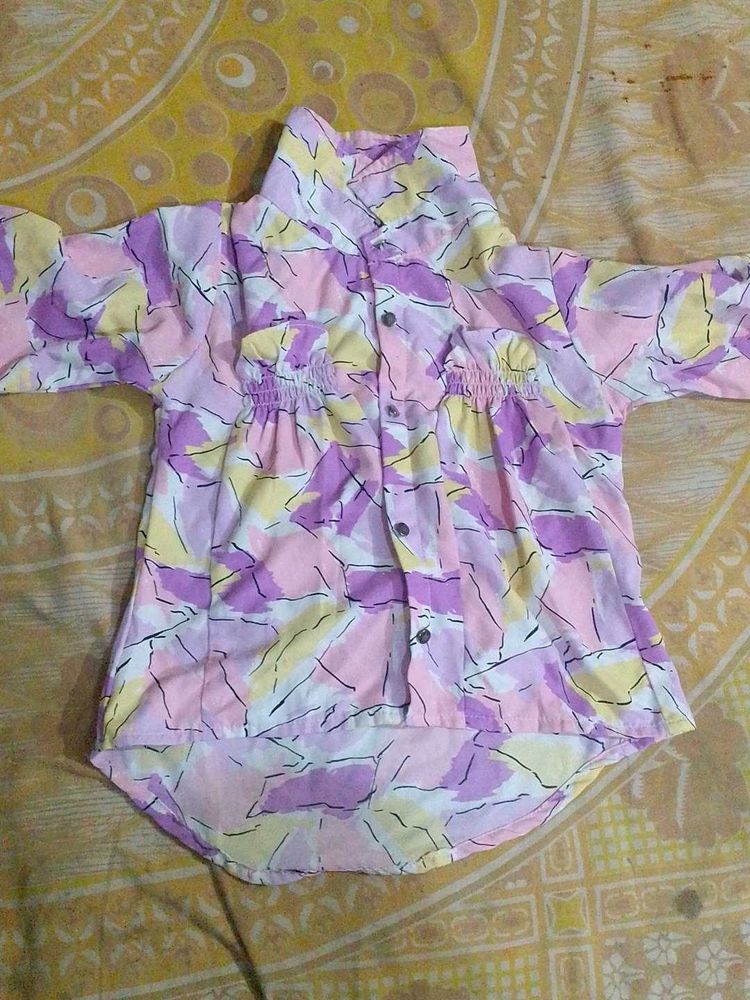 Abstract Print Collared Shirt
