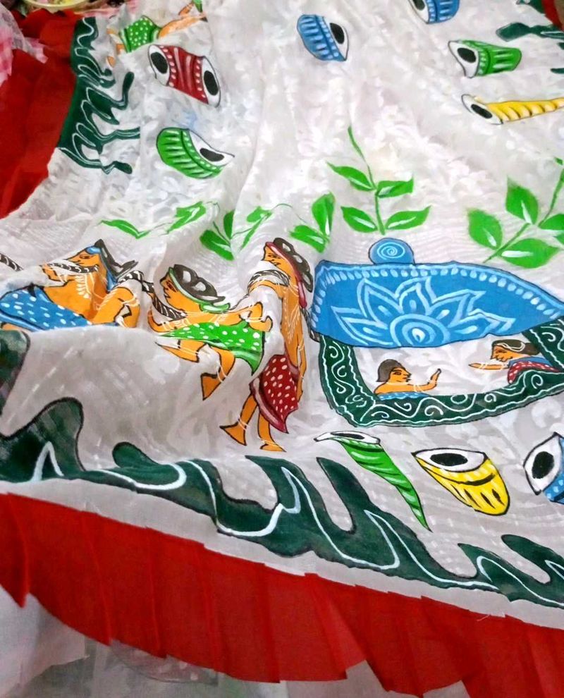 Bengal handloom weavers jamdani hand printing sare