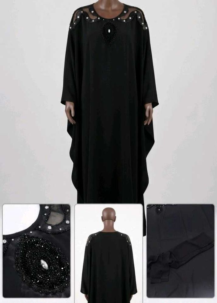 Elegant Black abaya kaftan with dupatta