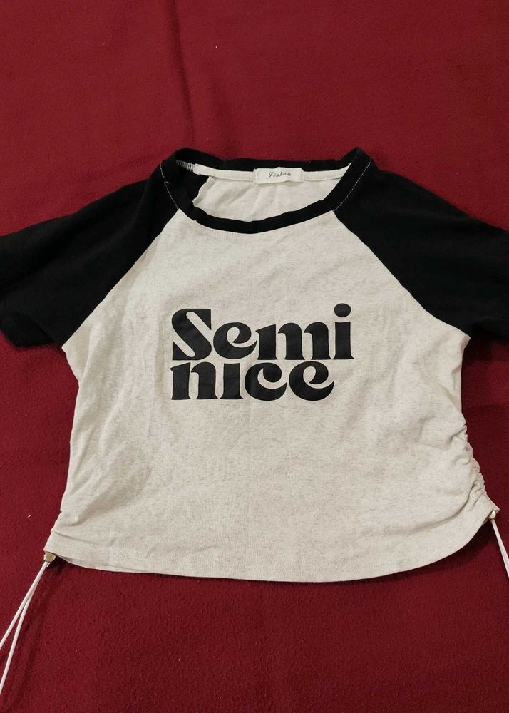 Stylish "Semi Nice" Graphic Tee SIZE-XS-S