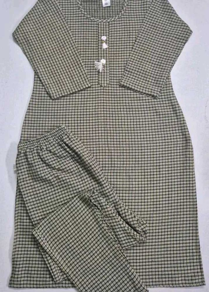 Checkered Kurta Set