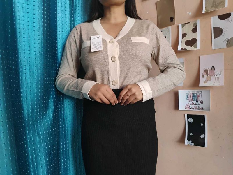 ❤️Free Delivery Elegant Tan Cardigan Sweater