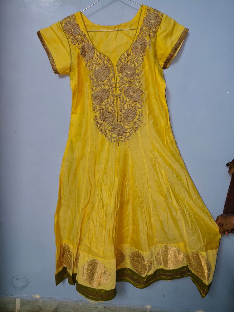Yellow Embroidered Kurti