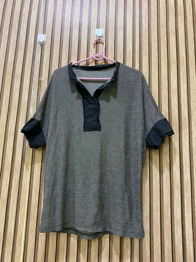 Stylish Grey &amp; Black Tunic Top l 29