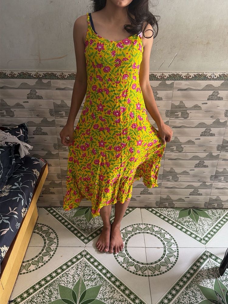 Yellow Floral Print Sundress