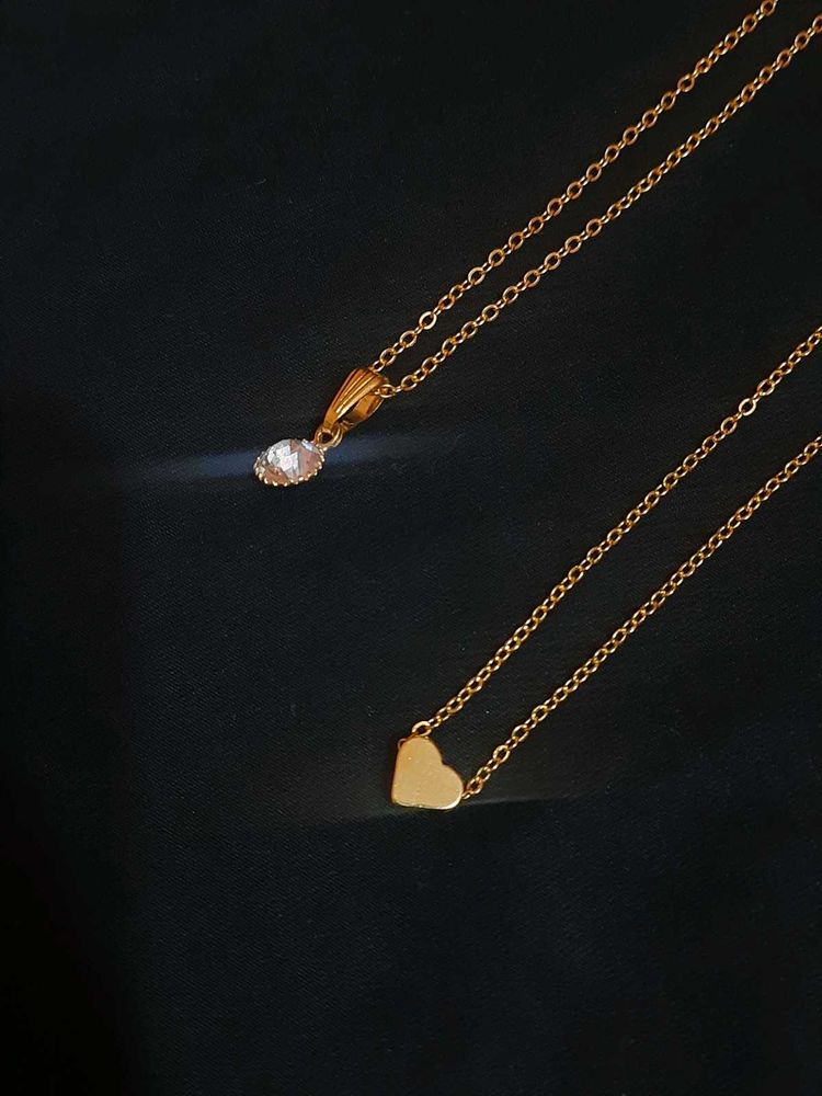 Elegant Gold Plated Necklaces (Set of 2)