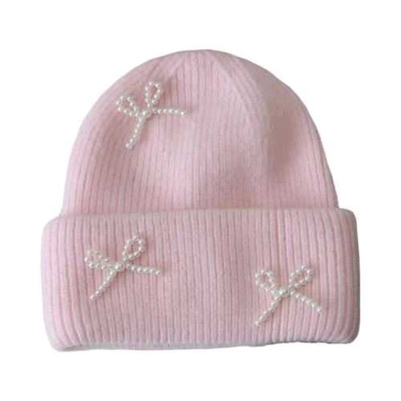 Handmade Pink Beanie with Bows