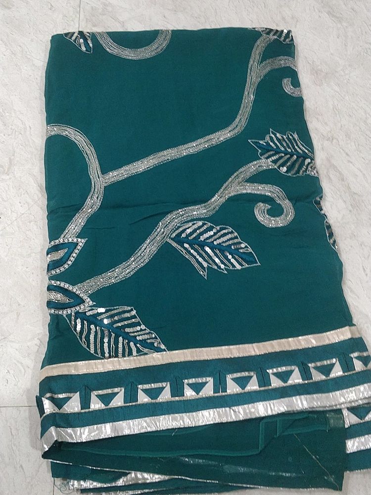 Georgette saree with silver work