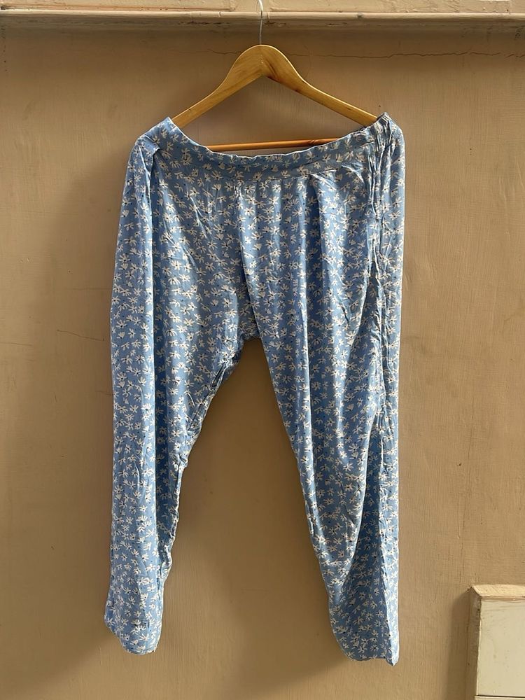 Light Blue Floral Palazzo Pants