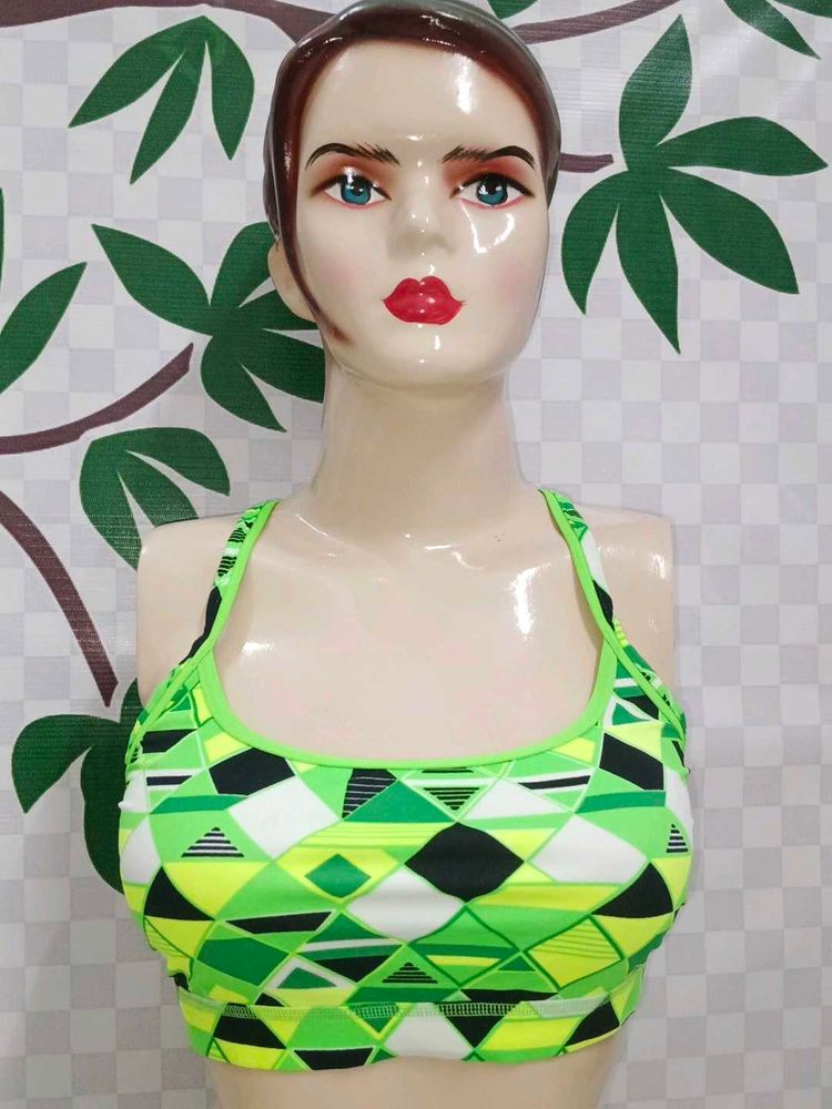 (400)Geometric Print Sports Bra