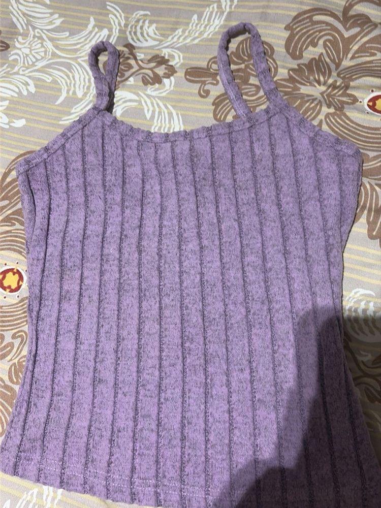 Purple Ribbed Cami Top