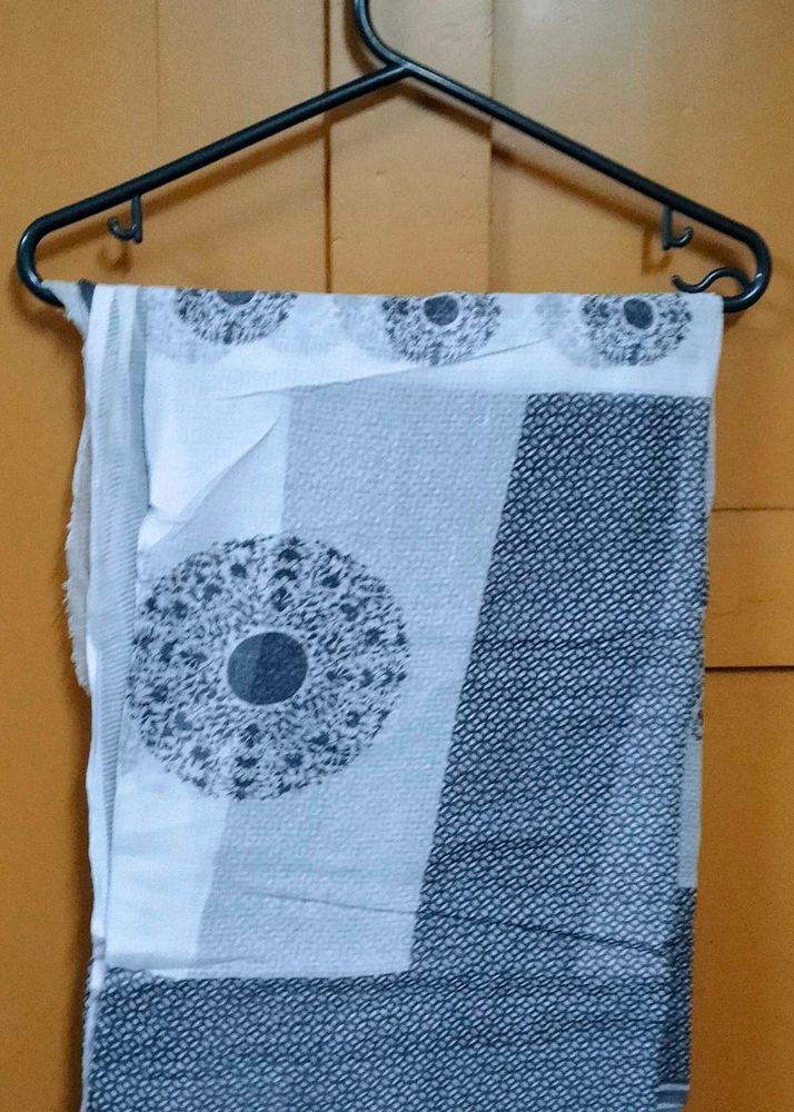 Stylish Grey &amp; White Pure cotton Sarees(set of 2)