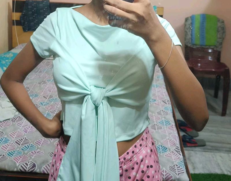 NewMe Tie Up Mint Green Top