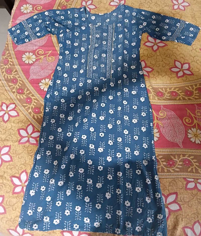 Blue Floral Print Kurta