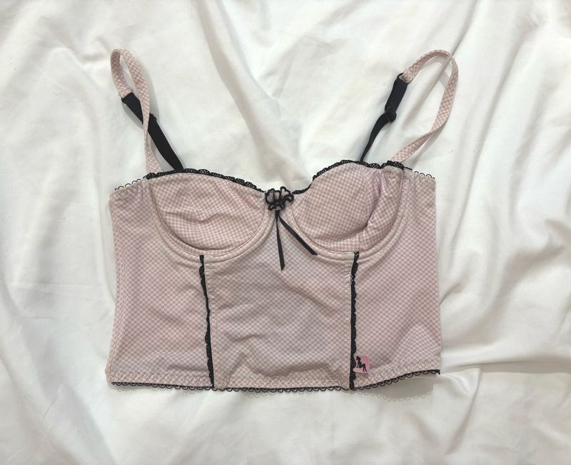 Cute Pink Gingham Corset Top