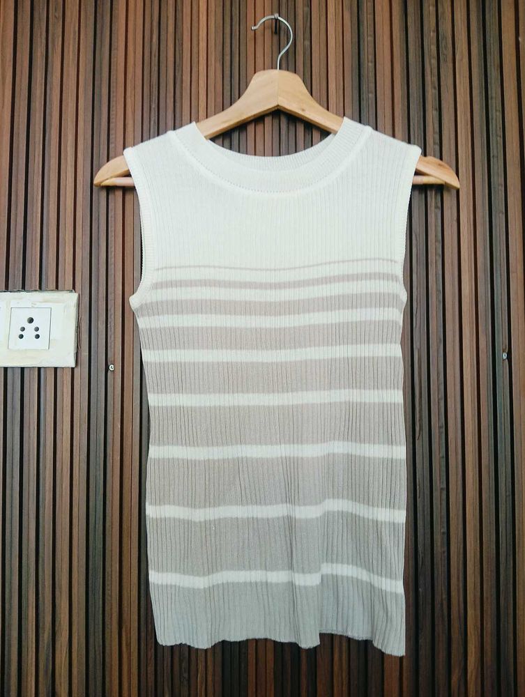 Striped Sleeveless Knit Top