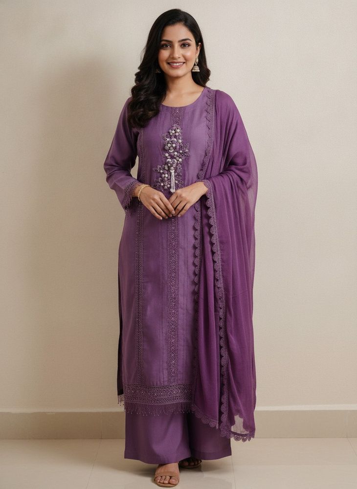 New Elegant Purple Kurta Set with Dupatta