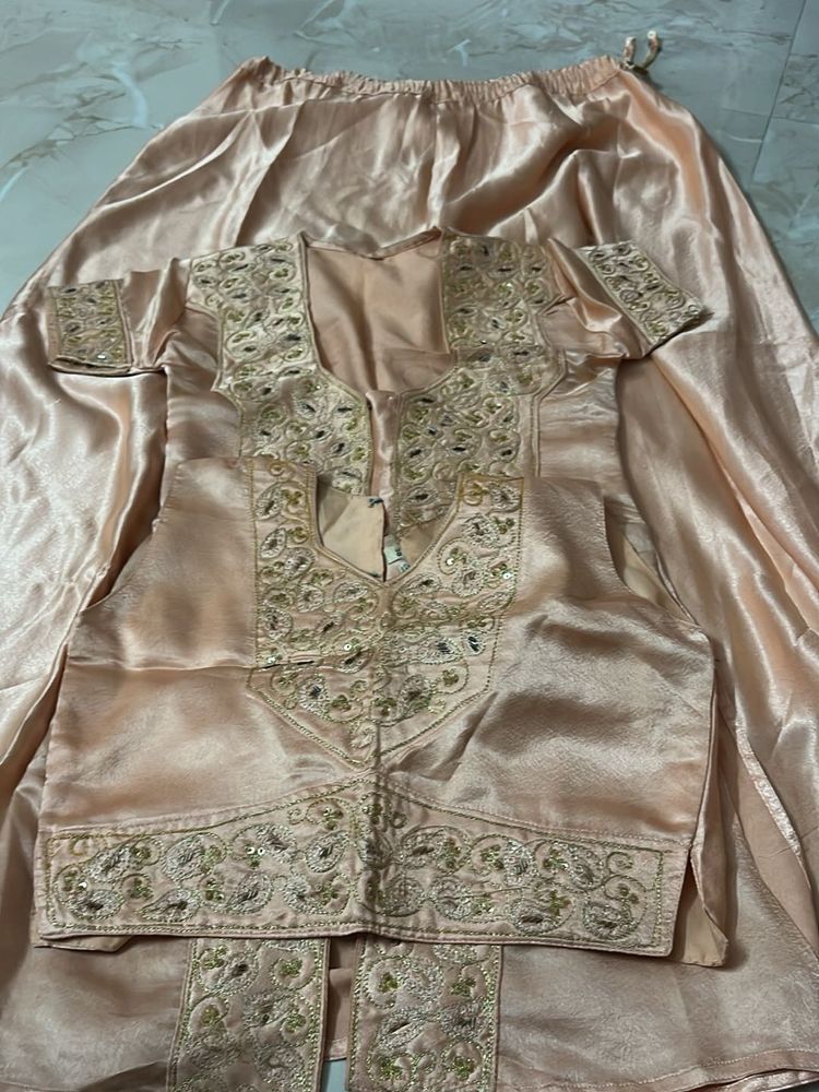 Embellished Peach Silk Blouse